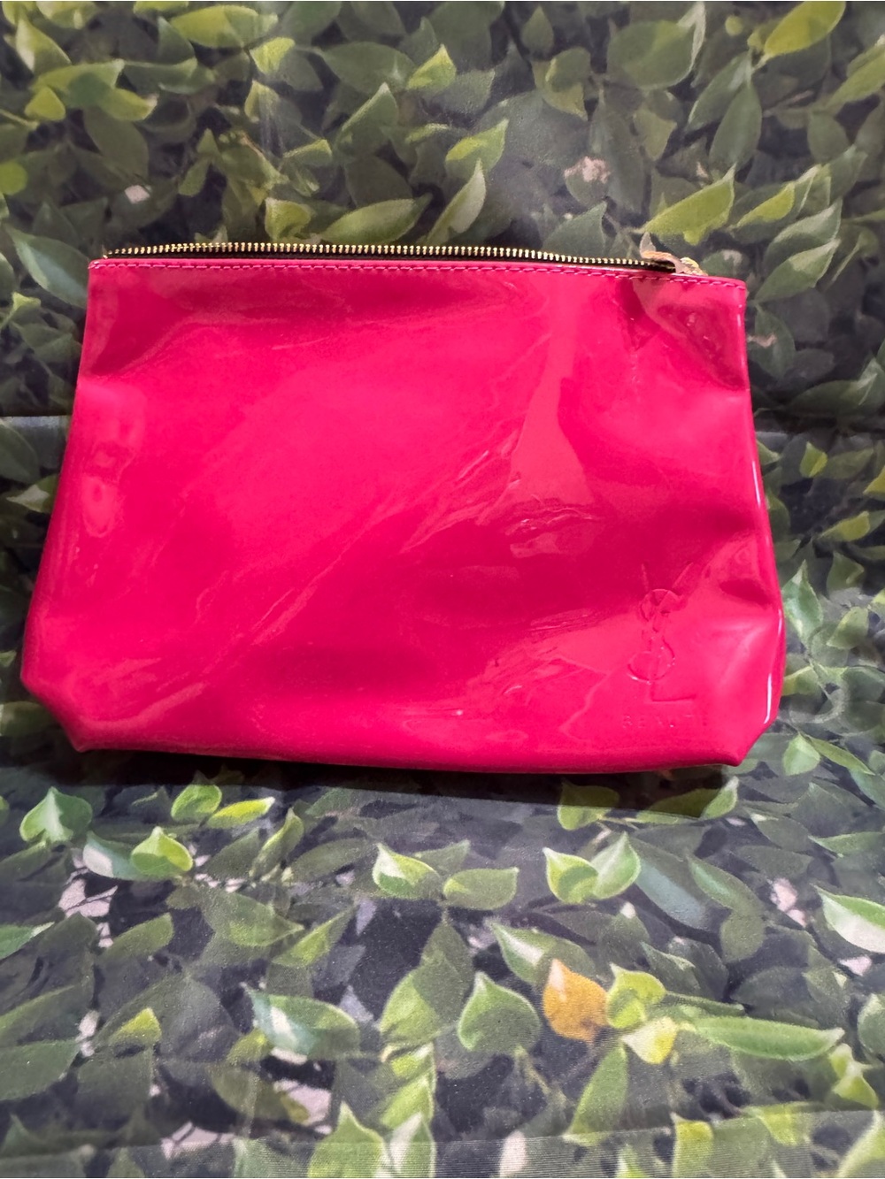 Yves Saint Laurent Glossy Hot Pink Patent Cosmetic Pouch